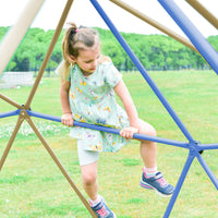 Kids Climbing Dome With Canopy And Playmat 10 Ft Jungle Gym Geometric Playground Dome Climber Play Center, Rust & Uv Resistant Steel Supporting 1000 Lbs Blue Metal Outdoor