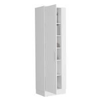 Lilo Storage Cabinet, Broom Hangers, Internal Shelves White Vertical Natural White White Dining Room Modern Particle Board Particle Board