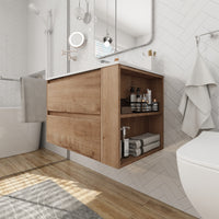 30" Wall Mounting Bathroom Vanity With Gel Sink, Soft Close Drawer 2 Imitative Oak 1 Bathroom Wall Mounted Modern Plywood