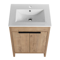 24" Freestanding Bathroom Vanity With White Ceramic Sink & 2 Soft Close Cabinet Doors Kd Packing ,Bvb02424Imo G Bl9060B Imitative Oak 2 Bathroom Freestanding Modern Plywood