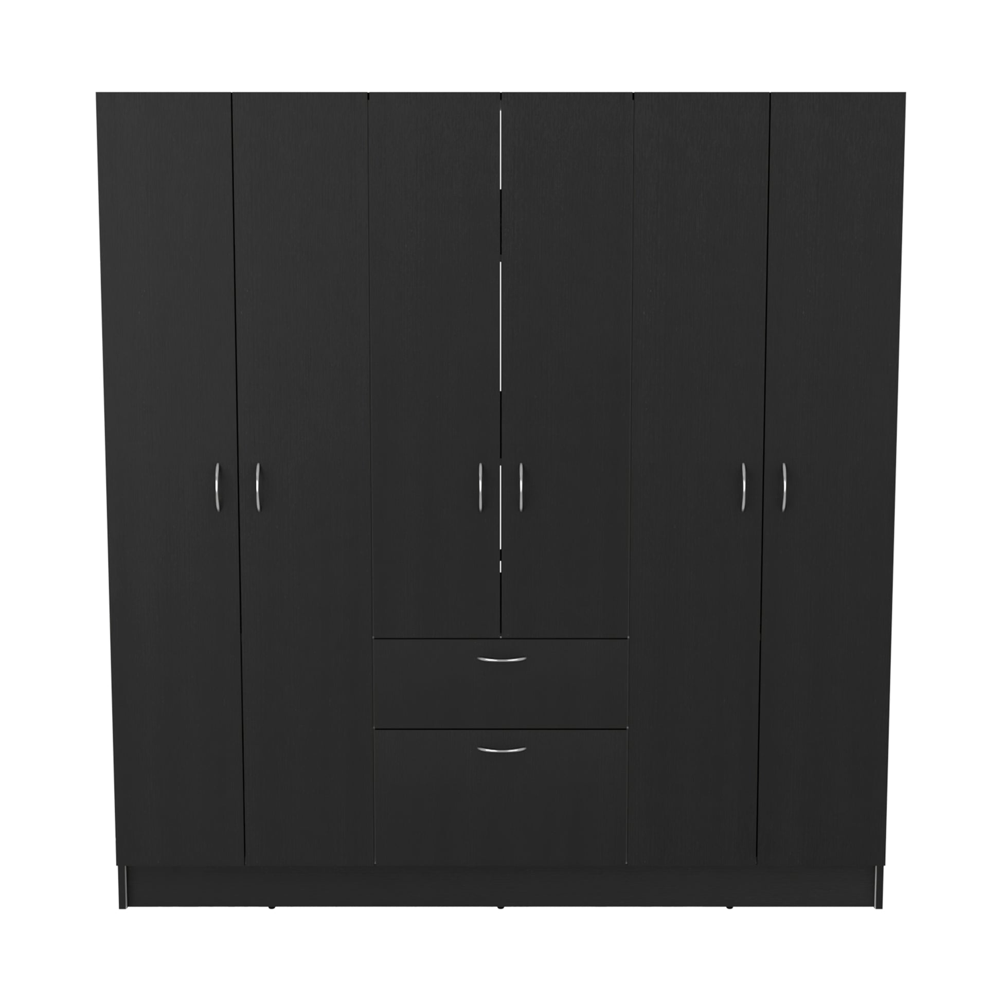 Mitu Six Doors Armoire, Seven Interior Shelves, One Drawer, Rod Black White Black Particle Board