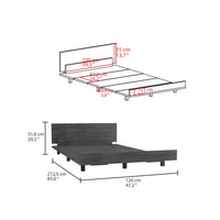 Kaia Twin Bed Base, Headboard Smokey Oak Twin Gray Composite Bedroom Modern Bed Frame Particle Board Particle Board