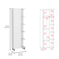 Urano Corner Linen Cabinet, Five External Shelves, Single Door, Four Interior Shelves White White 1 5 Bathroom Freestanding Modern Particle Board Particle Board