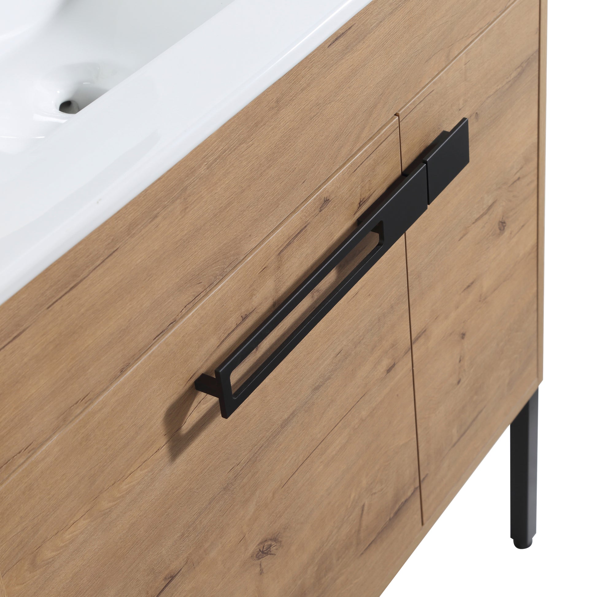 36 Inch Bathroom Vanity, Freestanding Bathroom Vanity Or Floating Is Optional Conversion.36*18 00336Imo 1 Kd Packing Excluding Sink Imitative Oak 2 Bathroom Freestanding Modern Plywood