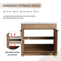 36" Freestanding Bathroom Vanity With White Ceramic Sink & 2 Soft Close Cabinet Doors Kd Packing ,Bvb02436Imo F Bl9090B Imitative Oak 2 Bathroom Freestanding Modern Plywood