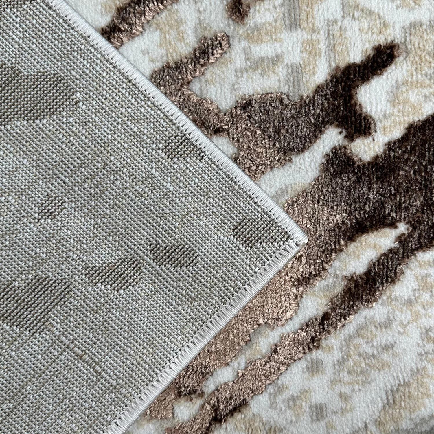 Shifra Luxury Area Rug In Beige And Gray With Bronze Abstract Design Multicolor Polyester