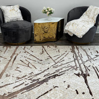 Shifra Luxury Area Rug In Beige And Gray With Bronze Abstract Design Multicolor Polyester