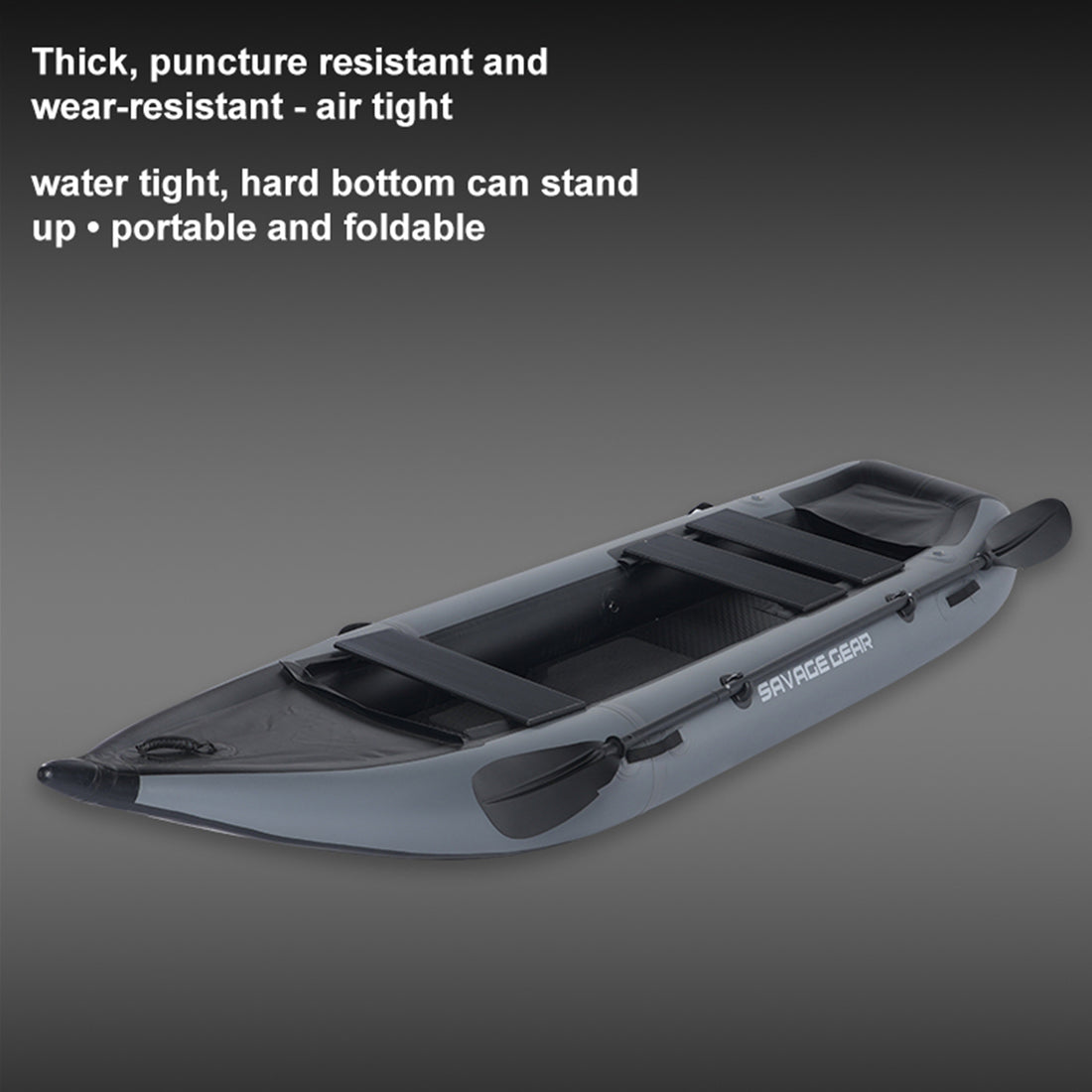 2 Person Inflatable Kayak Fishing Pvc Kayak Boat The Dimension Is 130'' *43'' *11.8'' Inflatable Boat Rescue Rubber Rowing Boat With Pump, Aluminum Alloy Seat, Paddle, Inflatable Mat, Repair Kit, Fin Grey Pvc