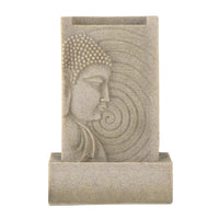 9X6.5X14" Indoor Buddha Water Fountain, Polyresin Tabletop Fountain With Led Light Beige Office Chinese,Traditional Polyresin