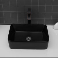 19"x15" Black Ceramic Rectangular Vessel Bathroom Sink black-ceramic