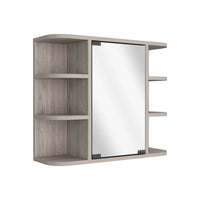 Medicine Cabinet Milano, Six External Shelves Mirror, Light Gray Finish Light Gray Particle Board