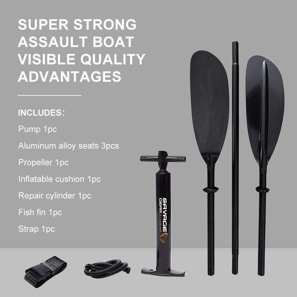 2 Person Inflatable Kayak Fishing Pvc Kayak Boat The Dimension Is 130'' *43'*11.8'' Inflatable Boat Rescue Rubber Rowing Boat With Pump, Aluminum Alloy Seat, Paddle, Inflatable Mat, Repair Kit, Fin Black Pvc