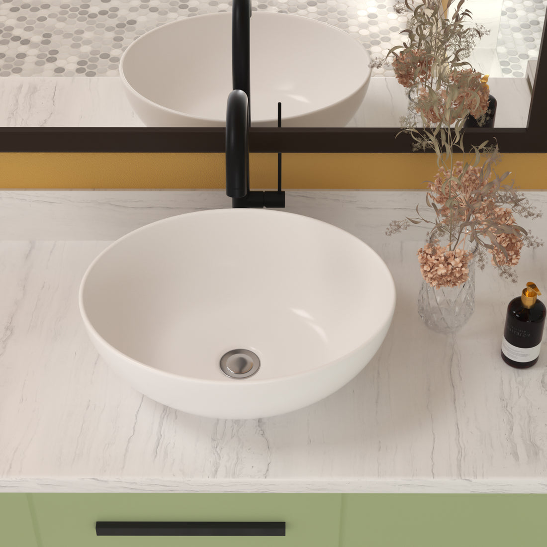 16x13 Inch White Ceramic Oval Vessel Bathroom