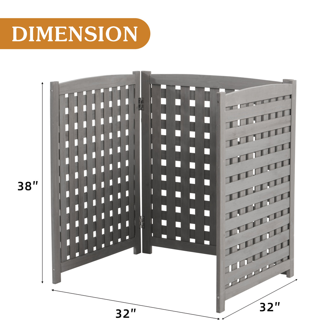 Air Conditioner Fence Screen Outside, Cedar Privacy Fence 3 Panels To Hide Ac & Trash Enclosure, 32"W X 38"H Gray Solid Wood