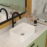 16"x12" White Ceramic Rectangular Vessel Bathroom Sink white-ceramic