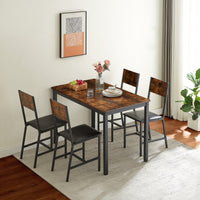 Dining Set For 5 Kitchen Table With 4 Upholstered Chairs, Rustic Brown, 47.2'' L X 27.6'' W X 29.7'' H. Rustic Brown Particle Board