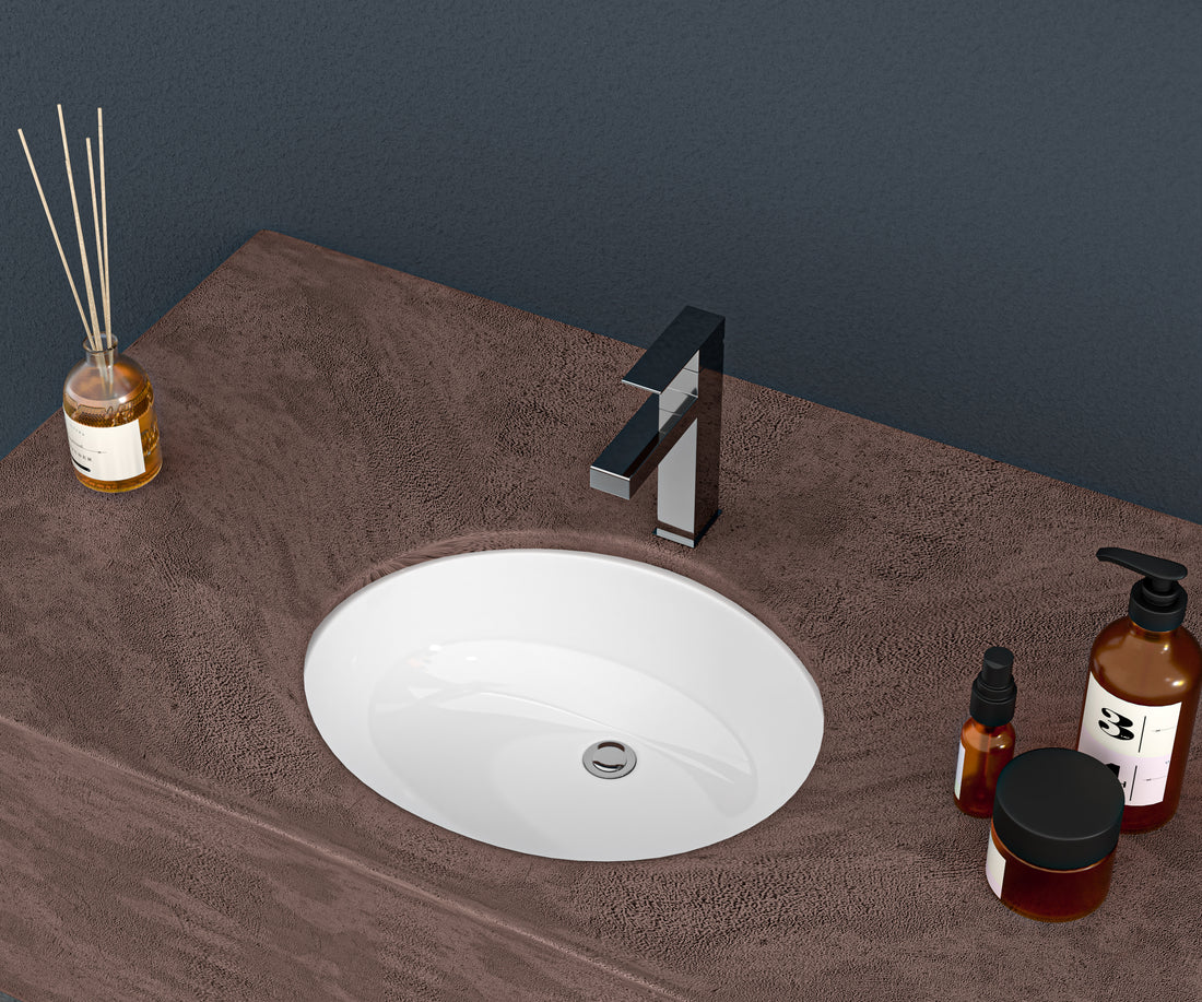 19"x16" White Ceramic Oval Undermount Bathroom Sink white-ceramic