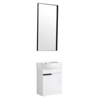 Soft Close Doors Bathroom Vanity With Sink,16 Inch For Small Bathroom Gloss White 1 Bathroom Wall Mounted Plywood