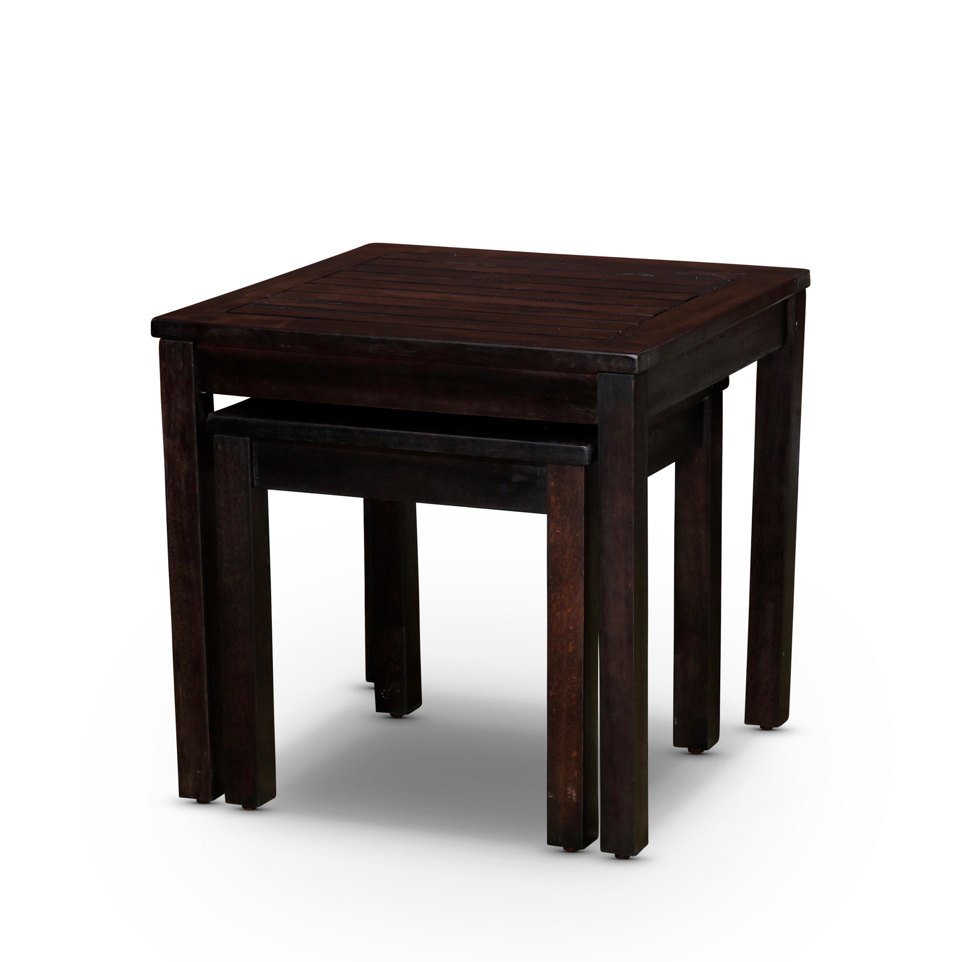 2 Piece Eucalyptus Nesting Table Set, Espresso Espresso Eucalyptus