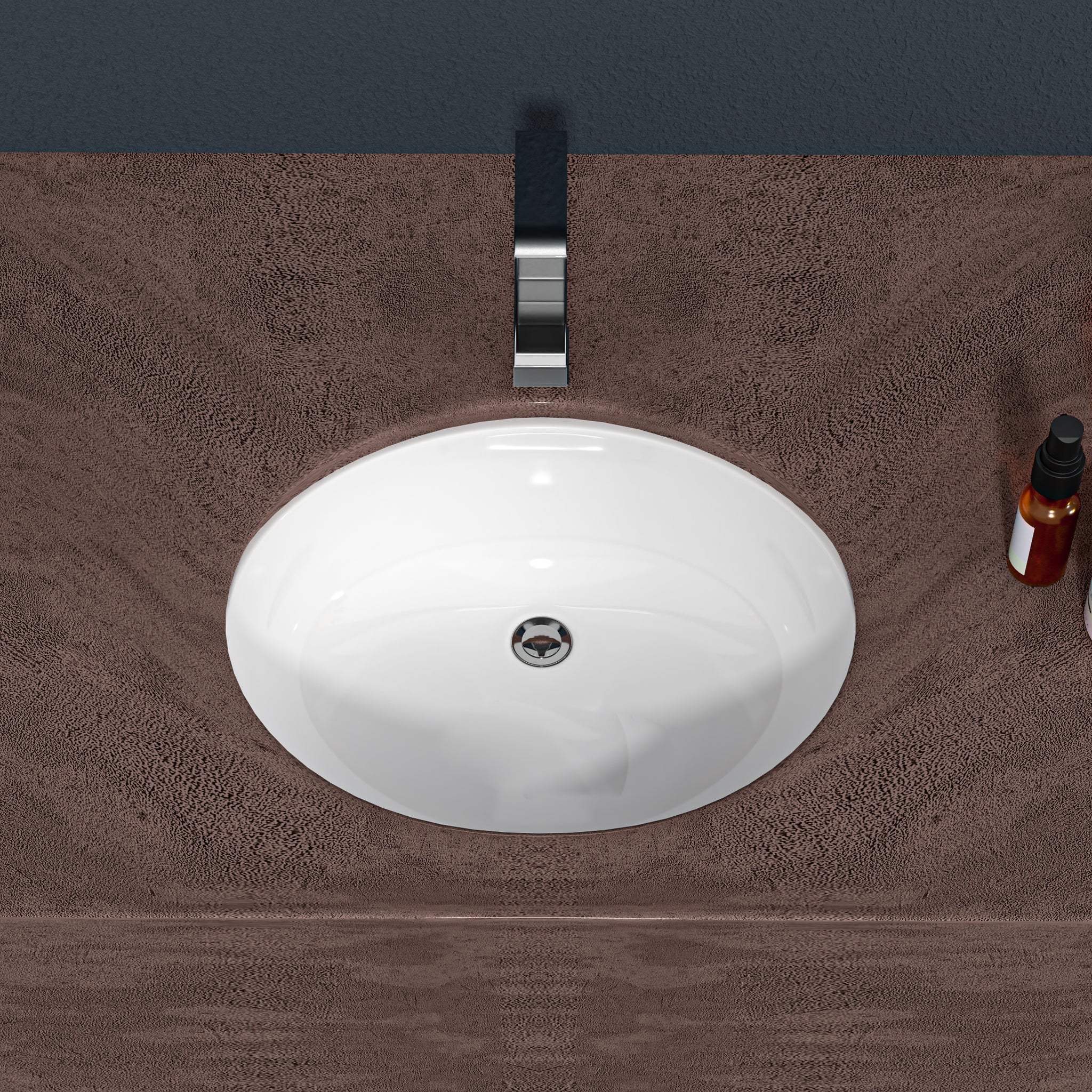 16.5"X13.4" White Ceramic Oval Undermount