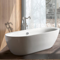 Freestanding Bathtub Faucet With Hand Shower Brushed Nickel Metal