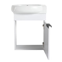 Soft Close Doors Bathroom Vanity With Sink,16 Inch For Small Bathroom Gloss White 1 Bathroom Wall Mounted Plywood