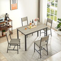 Dining Set For 5 Kitchen Table With 4 Upholstered Chairs, Grey, 47.2'' L X 27.6'' W X 29.7'' H. Grey Particle Board