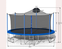 14Ft Trampoline For Adults & Kids With Basketball Hoop, Outdoor Trampolines W Ladder And Safety Enclosure Net For Kids And Adults Blue Metal