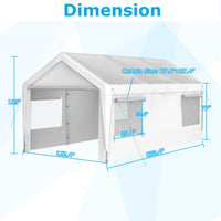 Carport Canopy 10X20 Ft Heavy Duty Boat Car Canopy Garage With Removable Sidewalls And Roll Up Ventilated Windows White Metal