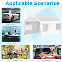 Carport Canopy 10X20 Ft Heavy Duty Boat Car Canopy Garage With Removable Sidewalls And Roll Up Ventilated Windows White Metal