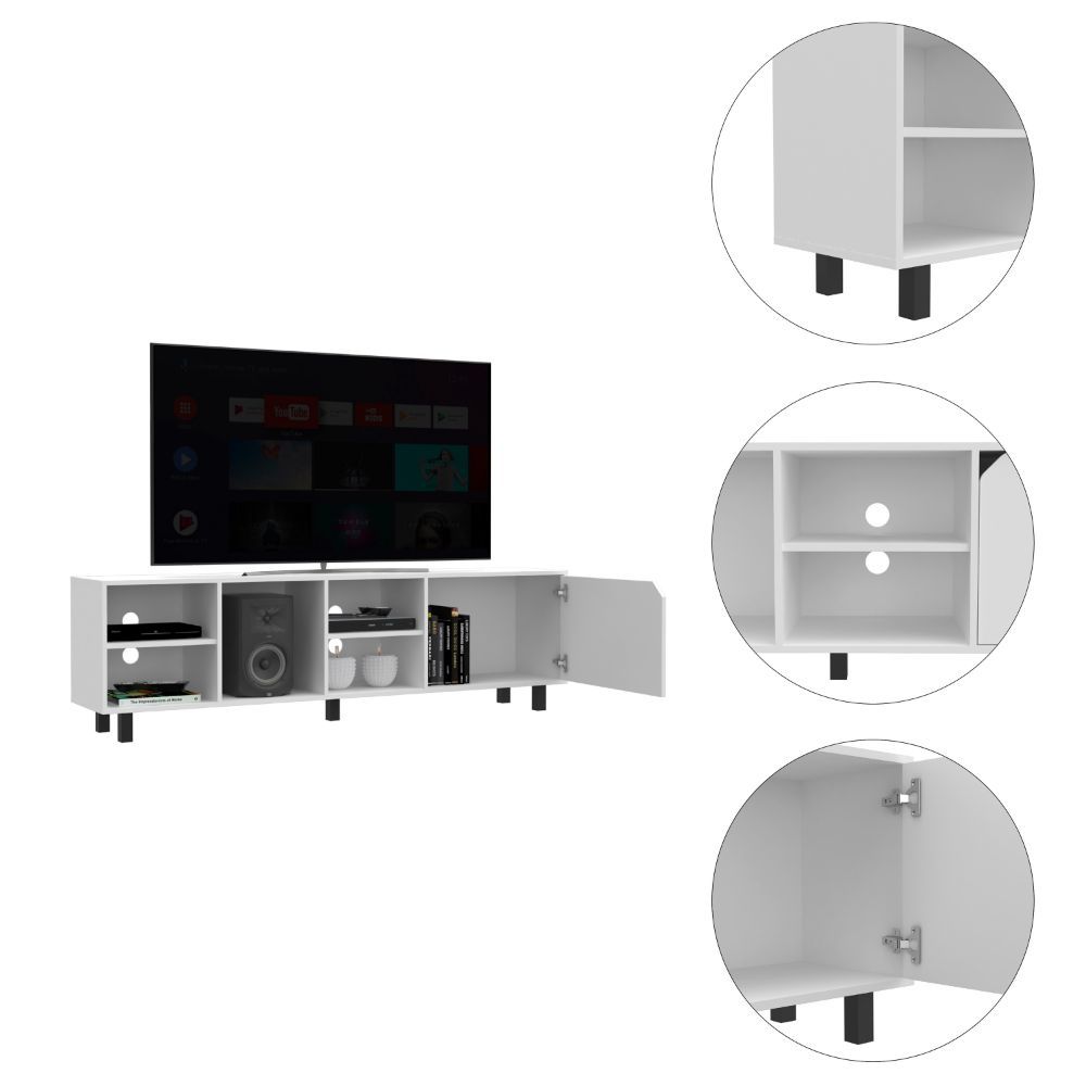 TV Stand for TV s up 70" Estocolmo, Four Open Shelves white-particle board