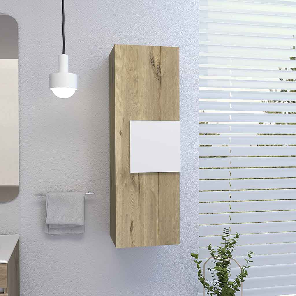 Medicine Cabinet Artic, Three Shelves, Single Door, White Light Oak Finish White Light Oak Particle Board