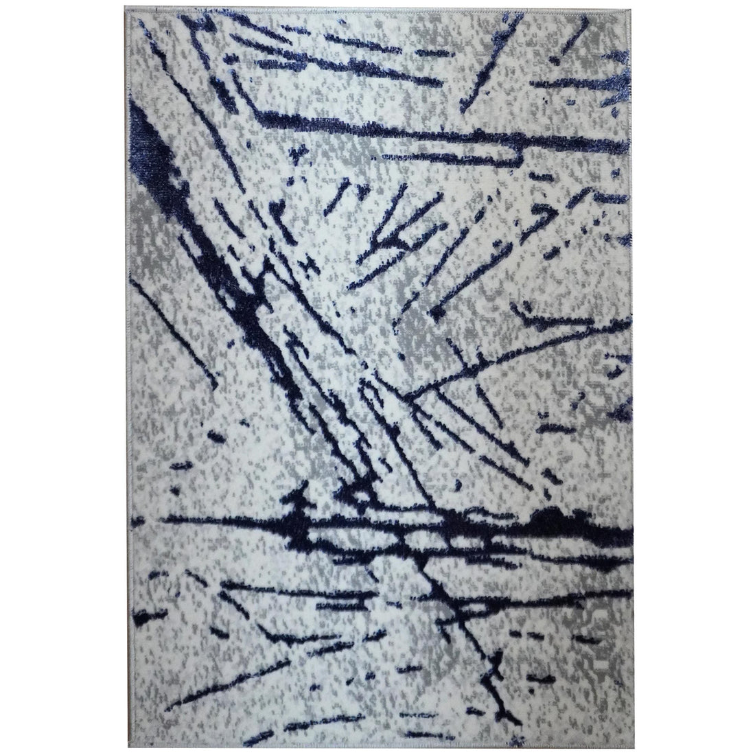 Shifra Luxury Area Rug In Gray With Navy Blue Abstract Design Multicolor Polyester