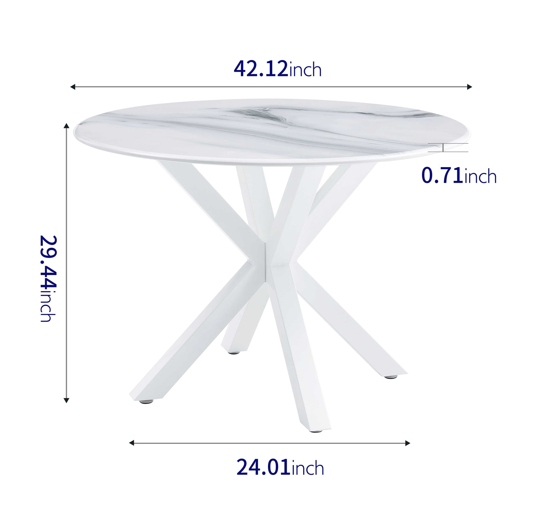 1 4,5Pieces Dining Set,42.1"White Table Cross Leg Mid Century Dining Table For 4 6 People With Round Mdf Table Top, Pedestal Dining Table, End Table Leisure Coffee Table White Kitchen & Dining Tables Mdf