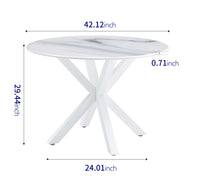 1 4,5Pieces Dining Set,42.1"White Table Cross Leg Mid Century Dining Table For 4 6 People With Round Mdf Table Top, Pedestal Dining Table, End Table Leisure Coffee Table White Kitchen & Dining Tables Mdf