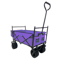 Outdoor Garden Park Utility Kids Wagon Portable Beach Trolley Cart Camping Foldable Folding Wagon Purple Fabric Steel