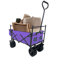 Outdoor Garden Park Utility Kids Wagon Portable Beach Trolley Cart Camping Foldable Folding Wagon Purple Fabric Steel