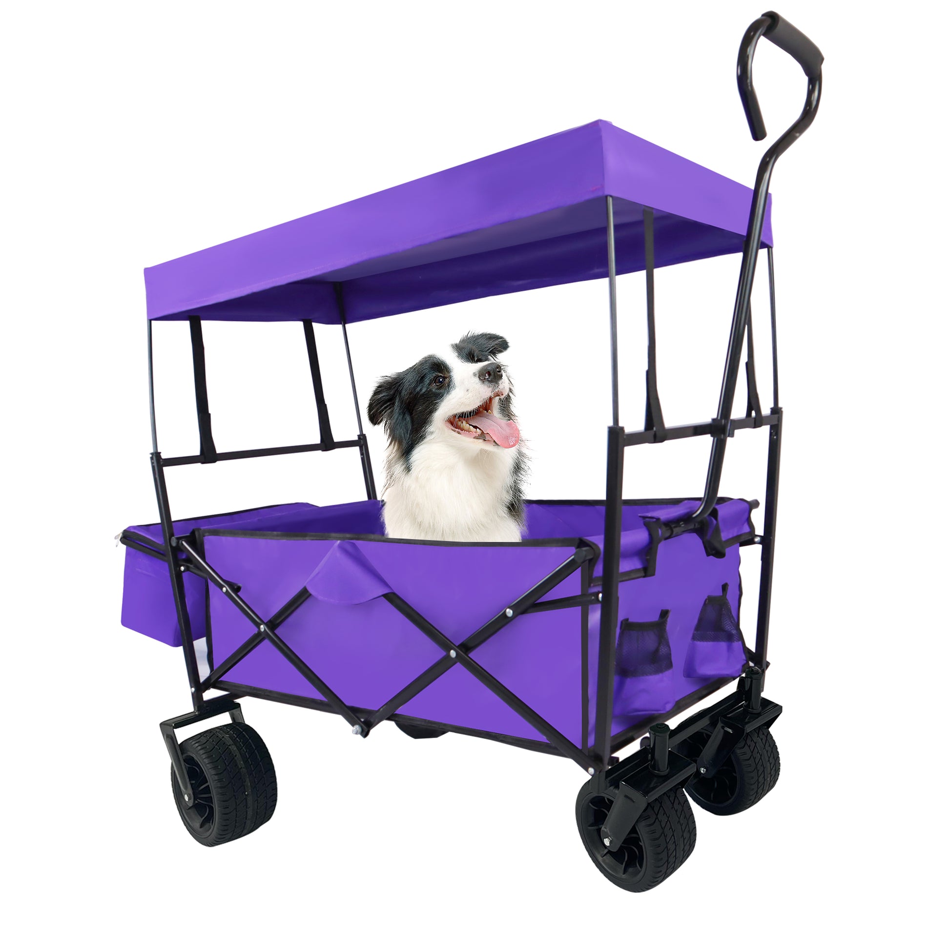 Outdoor Garden Park Utility Kids Wagon Portable Beach Trolley Cart Camping Foldable Folding Wagon Purple Fabric Steel