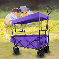 Outdoor Garden Park Utility Kids Wagon Portable Beach Trolley Cart Camping Foldable Folding Wagon Purple Fabric Steel