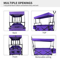 Outdoor Garden Park Utility Kids Wagon Portable Beach Trolley Cart Camping Foldable Folding Wagon Purple Fabric Steel