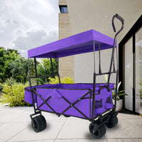 Outdoor Garden Park Utility Kids Wagon Portable Beach Trolley Cart Camping Foldable Folding Wagon Purple Fabric Steel