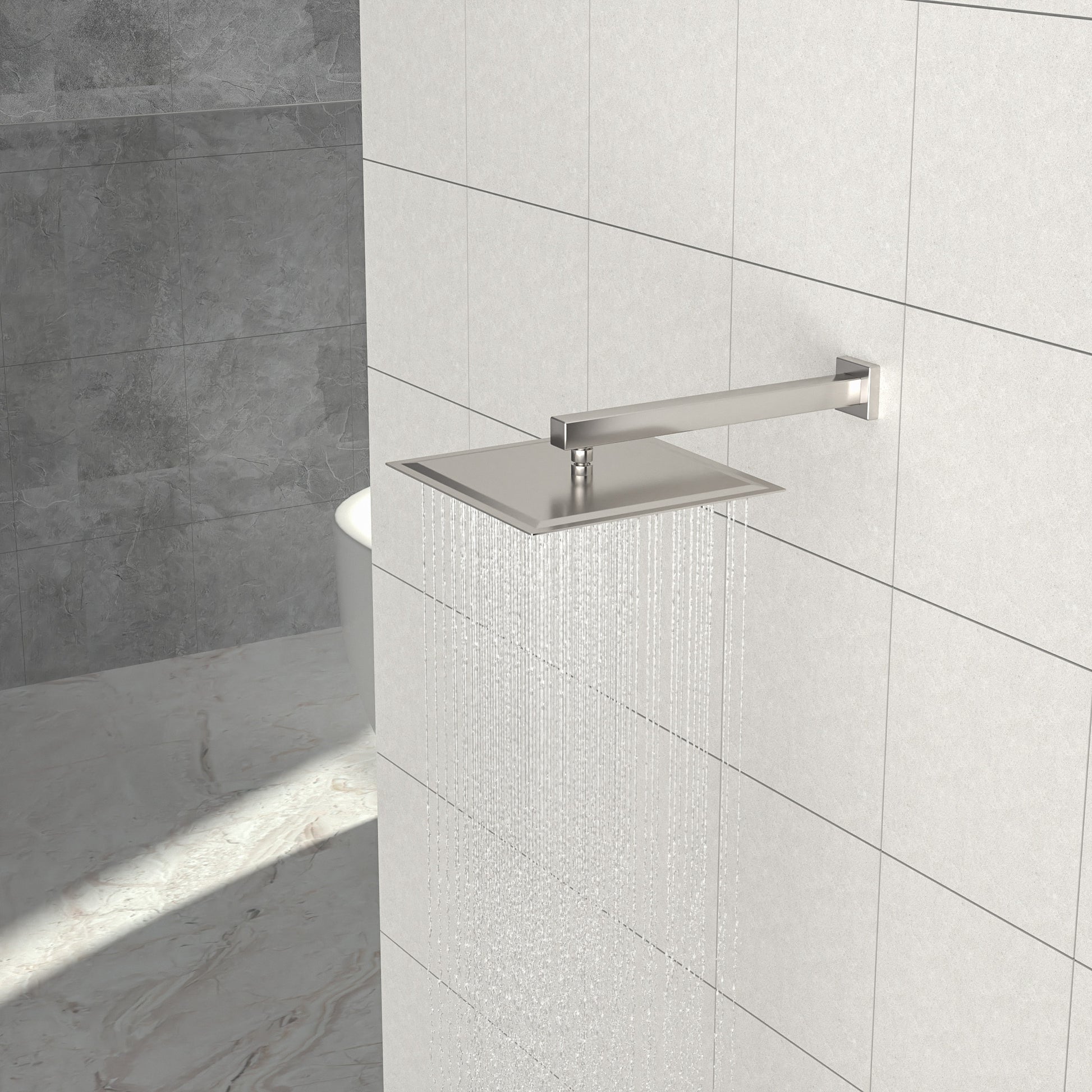 Rain Fixed Shower Head 16 Inch Square, Brushed Nickel brushed nickel-stainless steel