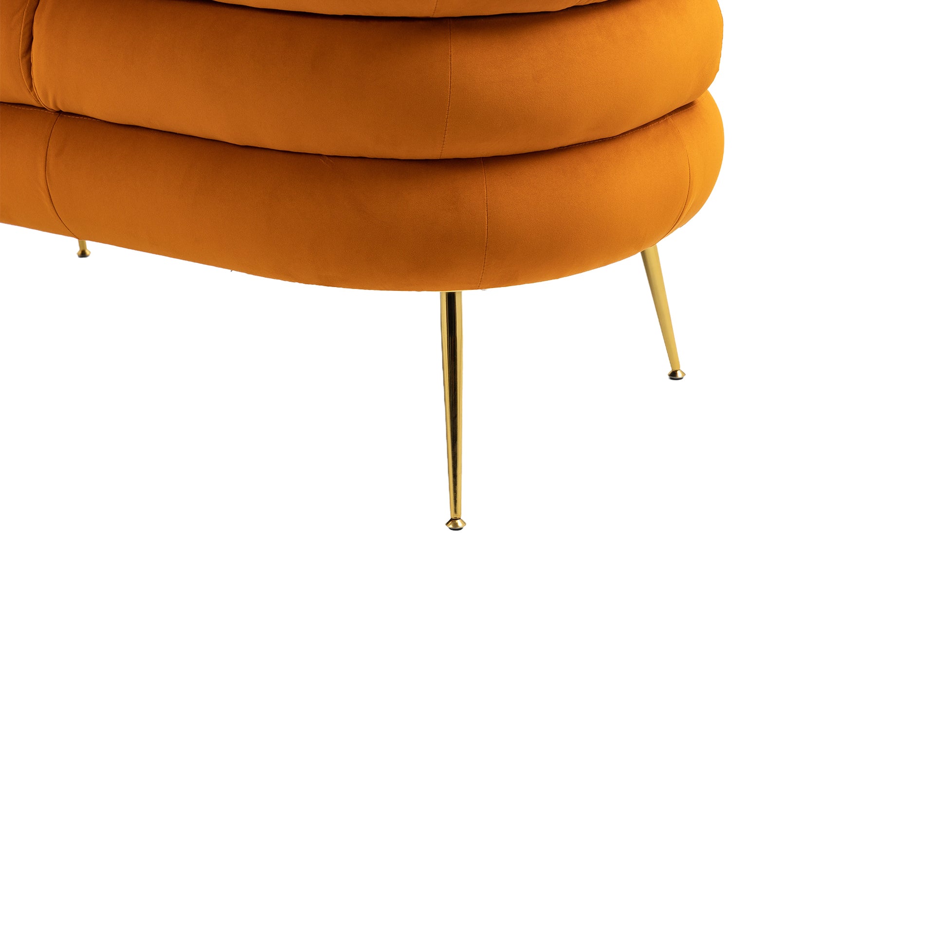 Coolmore Small Loveseat Sofa, Upholstered Mini Couch With Curved Backrest With Stylish Golden Decor, Small Comfy Beautiful Seat Leisure Accent Couch For Living Room, Bedroom, Office Orange Orange Foam Velvet