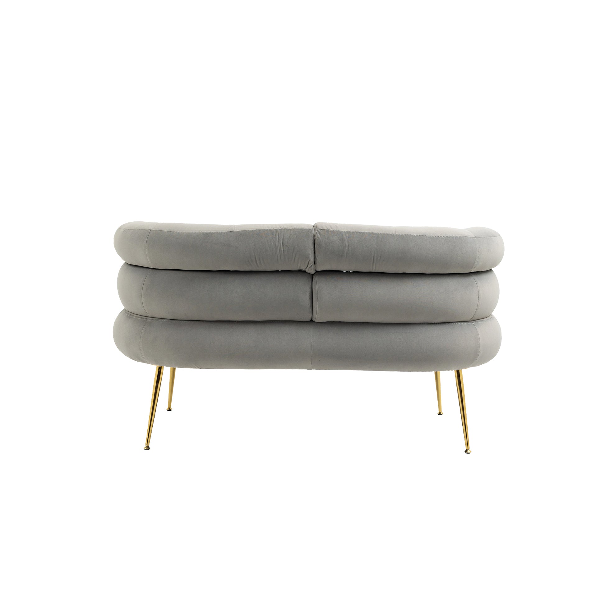 Coolmore Small Loveseat Sofa, Upholstered Mini Couch With Curved Backrest With Stylish Golden Decor, Small Comfy Beautiful Seat Leisure Accent Couch For Living Room, Bedroom, Office Gray Gray Foam Velvet