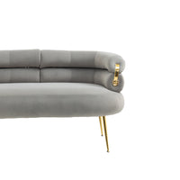 Coolmore Small Loveseat Sofa, Upholstered Mini Couch With Curved Backrest With Stylish Golden Decor, Small Comfy Beautiful Seat Leisure Accent Couch For Living Room, Bedroom, Office Gray Gray Foam Velvet