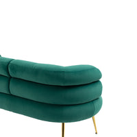 Coolmore Small Loveseat Sofa, Upholstered Mini Couch With Curved Backrest With Stylish Golden Decor, Small Comfy Beautiful Seat Leisure Accent Couch For Living Room, Bedroom, Office Green Green Foam Velvet