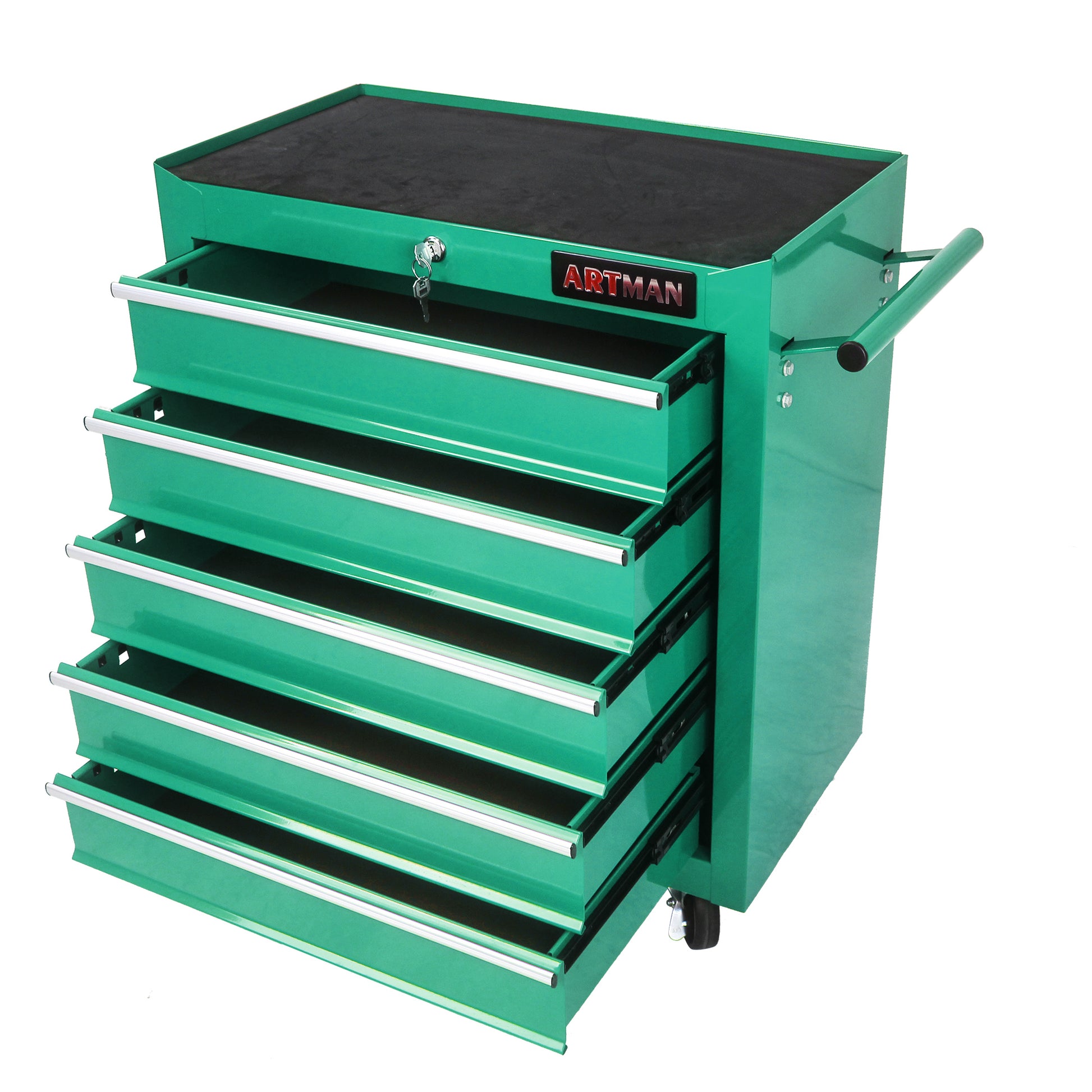 5 Drawers Multifunctional Tool Cart With Wheels Green Green Metal