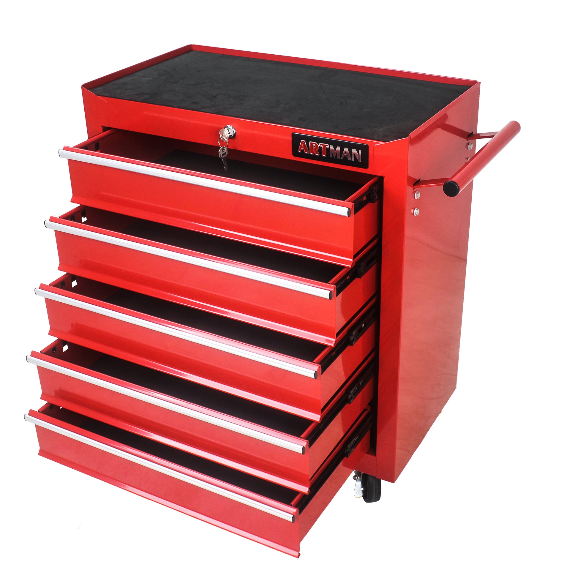5 Drawers Multifunctional Tool Cart With Wheels Red Red Steel