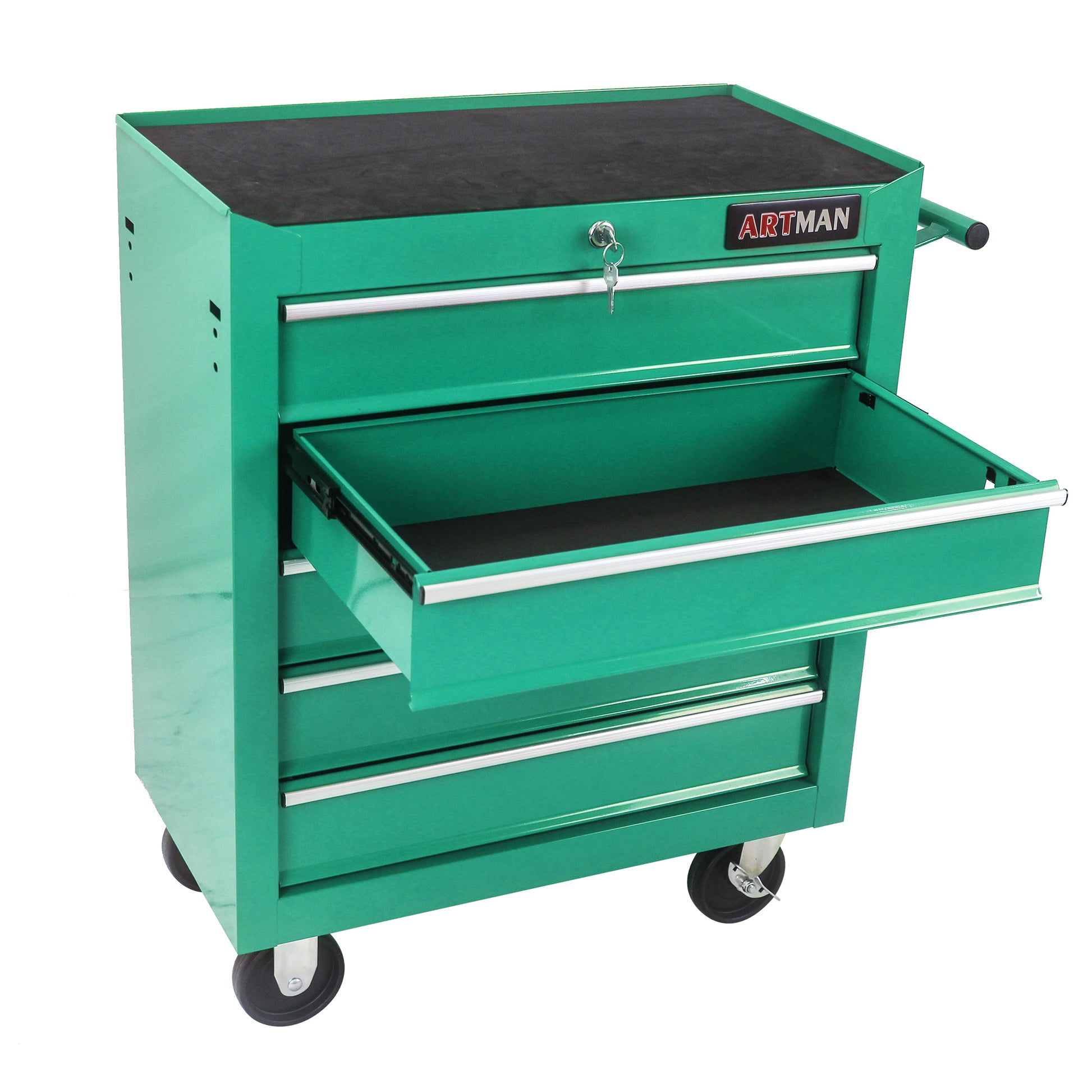 5 Drawers Multifunctional Tool Cart With Wheels Green Green Metal