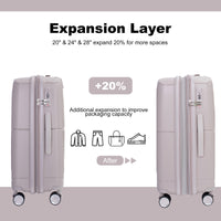 Expandable Hardshell Suitcase Double Spinner Wheels Pp Luggage Sets Lightweight Durable Suitcase With Tsa Lock,3 Piece Set 20 24 28 Griege Greige Polypropylene